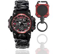 CZMYCBG Orologio da Uomo per Sport all'Aria Aperta Impermeabile Militare Multifunzione Doppio Display LED Cronometro analogico Esercito Orologio da Polso tattico(Red)