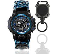 CZMYCBG Orologio da Uomo per Sport all'Aria Aperta Impermeabile Militare Multifunzione Doppio Display LED Cronometro analogico Esercito Orologio da Polso tattico(Blue)