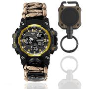 CZMYCBG Orologio da Uomo per Sport all'Aria Aperta Impermeabile Militare Multifunzione Doppio Display LED Cronometro analogico Esercito Orologio da Polso tattico(Brown)