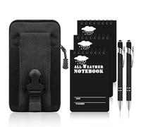 CZMYCBG Set da 6 Pezzi: Taccuino Impermeabile, Blocco Note per Tutte Le Stagioni da 3x5 Pollici con Penna Antivento e Custodia, Ideale per Appunti All'aperto.(Black)