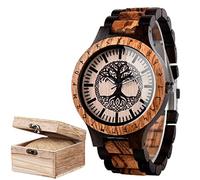 CZMYCBG Vichingo Albero della Vita Orologio in Legno Inciso A Mano, Mitologia Norrena Moda Orologio da Polso Fai da Te Regalo Cinturino Regolabile Adatto A Qualsiasi
