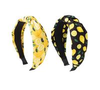 CZMZHFC 2 cerchietti per capelli con nodo, con limone, da donna, antiscivolo, con frutta, accessori per capelli perfetti per insegnanti (nero e giallo)