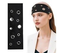 CZMZHFC Cerchietto per capelli da donna, elastico con occhielli scavati, stile punk, Y2K, grunge, alla moda, larga, accessorio per capelli da donna (nero, stile)