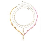 CZMZHFC Collana a forma di pesce da donna, realizzata a mano, con ciondolo a forma di pesce, collana bohémien a tre fili multicolore, ideale per feste in spiaggia e uso quotidiano