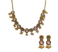 CZMZHFC Set di gioielli indiani da donna, collana girocollo ossidata in stile Bollywood, orecchini Maang Tikka e Jhumka, set di gioielli da matrimonio, regali tradizionali per le donne, one size