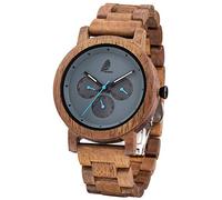 CZOKA Orologio da Uomo e donne in Legno, Noce nero naturale/oliva, con Movimento al Quarzo Giapponese, con cinturino regolabile, manuale analogico da polso (Acacia)