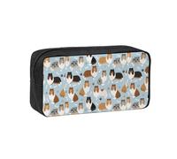 Czqdp Astuccio portapenne semplice e spazioso in poliestere, astuccio portapenne portatile con cerniera, zampe e ossa di Rough Collie