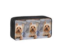 Czqdp Astuccio portapenne semplice e spazioso in poliestere, astuccio portapenne portatile con cerniera, ritratto di uno Yorkshire Terrier in miniatura, foto di uno Yorkshire Terrier.