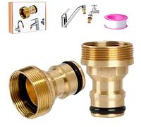 CZSYZCZS Confezione da 2 connettori universali per rubinetto da cucina, in ottone, adattatori per tubi, raccordo per acqua, per irrigazione di cucina e giardino (connettore universale in ottone)