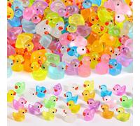 CZWZ 150PCS Mini Tiny Resin Ducks Little Miniature Plastic Small Ducks Bulk Glow in The Dark Duck Figures for Dollhouse Decor Accessories Garden Micro Landscape Aquarium Potted Tiny Homes (10 Colors)
