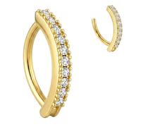 CZXCV Piercing per ombelico in rame e oro, 14 G, con zirconia cubica, curvatura rovesciata, gioiello da donna