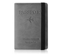 Czyan Custodia per Passaporto in Pelle, Copertina per Passaporto con Blocco RFID Porta Adatto per Carte d'Identità Carte di Credito, Biglietti Aerei, Passaporto Pass (Grigio)