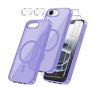 Czyoa Magnetic Cover per iPhone 16E / 17E Compatibile con 2 vetri temperati e 2 vetri per Fotocamera, Translucent Matte Slim Back PC+TPU Bumper Shockproof - Viola Chiaro