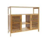 czyuRachel Armadietto in bambù, armadietto per caffè, cassettiera soggiorno, stile rustico, porta magnetica, multiuso, 100 x 35 x 80 cm, colore legno