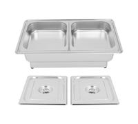 Czyurachel Chafing Dish elettrico con 2 scomparti - 9 l, 600 W, scalda buffet in acciaio inox 201, lavabile in lavastoviglie, temperatura regolabile, scalda cibo elettrico, serbatoio termico