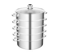 Czyurachel Cuocere a vapore in acciaio inox a 5 ripiani, 28 x 45 cm, Steamer Pot per forno, fornello, fornello a induzione