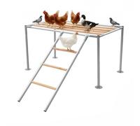 Czyurachel Set Da Gioco Per Pollaio, Posatoi XXL Per Polli, Scala Per 10 Polli, Giocattoli Esterni, Argento E Colore Legno, 105 X 60 X 60 Cm