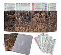 CZYY DND Dungeon Master - Schermo a quattro pannelli con tasche, in similpelle goffrata 3D con Cthulhu, inserti per schermo DM inclusi e custodia