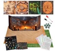 CZYY Tappetino da battaglia pieghevole con schermo DM, gettoni da gioco, set di dadi, marcatori - Terreno cancellabile a secco e bagnato su due lati, set di accessori, regalo per Dungeon Master &
