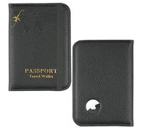 Czzmy Custodia per passaporto, Airtag per passaporto, in ecopelle, per uomo e donna, documenti di viaggio, porta passaporto, porta carte, 1-lichie nero, 1 pezzo
