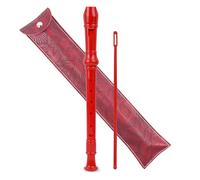 Czzmy Flauto dolce soprano a 8 fori, per principianti, con asta di pulizia e custodia in pelle, per intrattenimento domestico (2 intagliati rosso scuro)