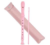 Czzmy Flauto dolce soprano a 8 fori, per principianti, con asta di pulizia e custodia in pelle, per l'intrattenimento domestico (2 tessuti rosa)