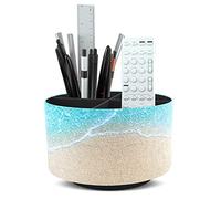 Czzmy Organizer da scrivania, portapenne multifunzionale girevole a 360 gradi, organizer da scrivania fisso a 4 scomparti, portaoggetti per ufficio a casa(1-Spiaggia di sabbia)