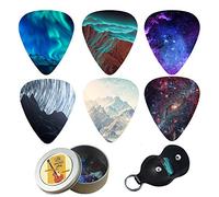 Czzmy Plettri per chitarra con confezione regalo, accessori per chitarra, 12 pezzi, plettri in celluloide per chitarra elettrica, acustica, basso o ukulele, 0,71 mm (12-immagine naturale)