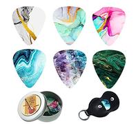 Czzmy Plettri per chitarra con confezione regalo, accessori per chitarra, 12 pezzi, plettri in celluloide per chitarra elettrica, acustica, basso o ukulele, 0,71 mm (12-sabbie mobili schizzano