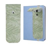 Czzmy Portapenne per quaderno, portapenne con fascia elastica regolabile, passante per penna per diario, quaderno, libri, tablet con una lunghezza (1-verde intagliato)