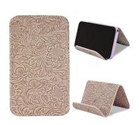 Czzmy Supporto da viaggio per cellulare con patta flessibile e supporto flessibile per tablet, per scrivania, letto, tapis roulant, accessori da viaggio in aereo a casa e in volo (1-Carved3 albicocca)