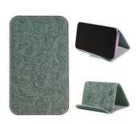 Czzmy Supporto da viaggio per cellulare con patta flessibile e supporto flessibile per tablet, per scrivania, letto, tapis roulant, accessori da viaggio in aereo a casa e in volo (1-Carved3 verde)