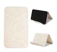 Czzmy Supporto da viaggio per cellulare con patta flessibile e supporto flessibile per tablet, per scrivania, letto, tapis roulant, accessori da viaggio in aereo a casa e in volo (1-Carved3 bianco)