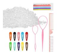 CZZXI 1000 elastici trasparenti per capelli, spazzola per coda di cavallo, forcine, fermagli per capelli in 10 colori, accessori per coda di cavallo, accessori per ragazze, bambine e bambini.
