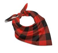 CZZYH Sciarpa per capelli quadrata leggera e liscia, bandana a scacchi neri e rossi per donne e uomini, Nero Rosso A Scacchi, 46 x 46cm