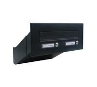 D-041 Cassetta postale passante a muro con 2 campanelli color grigio antracite (RAL 7016)(profondità: 23-38 cm)