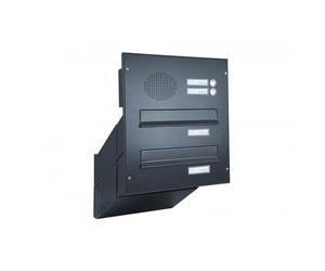 D-041 Sistema di cassette per le lettere a 2 unità da parete con schermo citofonico in RAL in RAL 7016