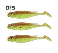 (D) 3 pezzi 7,5 cm/2,6 g esca morbida da pesca con coda a pagaia glitterata esca artificiale realistica