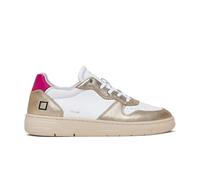 D.A.T.E. Donna Court Laminated White-Platinum Scarpa Sneakers Bianco