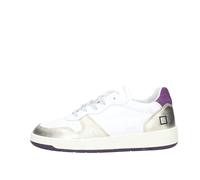 D.A.T.E. Donna Court Laminated White-Platinum Scarpa Sneakers Bianco
