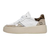 D.A.T.E. Donna Step Calf White-Leopard Scarpa Alta in Pelle Bianco
