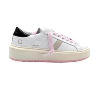 D.A.T.E. Scarpa Donna Hill Low P.C.White-Black Sneakers Platform in Pelle Bianca