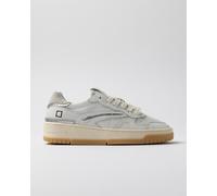 D.A.T.E. Sneakers Bassa in Pelle Bianco con Dettagli Argento
