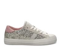 D.A.T.E. Sneakers da Donna Hill Low in Pelle Avorio e Rosa con Glitter Platino - Hill Low W 441-HL-GL-PL - Misura 41
