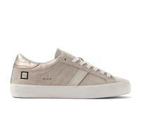 D.A.T.E. Sneakers Donna Hill Low in Suede Effetto Glitterato Beige e Platino - Hill Low W 441-HL-ST-PL 37