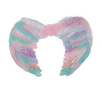 d’angelo colorate, di piume artificiali leggere per bambini, accessori per foto per costumi di Halloween con cinturini elastici, morbide e comode per feste di carnevale (Medio)