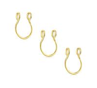 D.Bella 3Pcs Falso Naso Anelli 20G 8mm Acciaio Chirurgico Oro Finto Labbro Setto Anelli Hoop Set Clip Su Piercing Corpo Gioielli Per le Donne Uomini