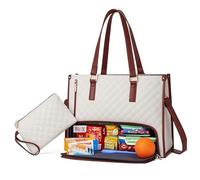 D,Borsa tote da donna 2 in 1 - Borsa da lavoro grande ed elegante con scomparto più fresco, borsa da viaggio o da viaggio - Combinazione definitiva per pranzo e lavoro