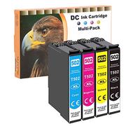 D&C 4 cartucce compatibili per Epson 502 XL per Epson Expression Home XP-5100 Series XP-5105 XP-5115 WorkForce WF-2800 Series WF-2860 D WF-2860 DWF WF-2865 DWF, 1 nero, 1 ciano, 1 magenta, 1 giallo