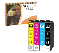 D&C 4 cartucce compatibili per Epson 502 XL per Epson Expression Home XP-5100 Series XP-5105 XP-5115 WorkForce WF-2800 Series WF-2860 D WF-2860 DWF WF-2865 DWF, 1 nero, 1 ciano, 1 magenta, 1 giallo
